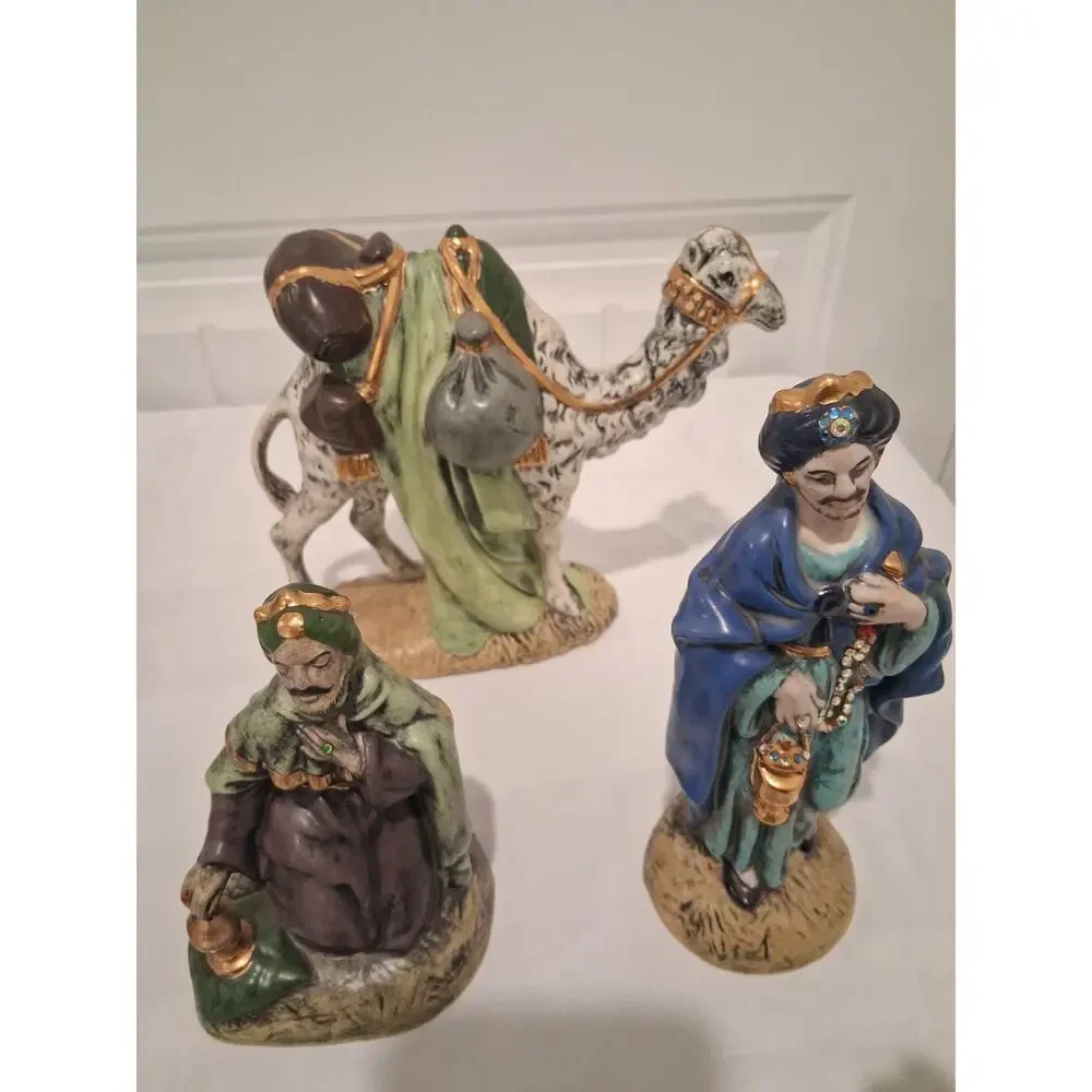 Vintage Ceramic Nativity Set 14 Pcs Hand Painted Christmas Atlantic Holland Mold